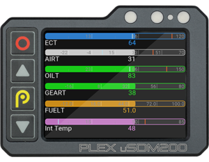 uSDM-200 micro CAN display, in front horizontal view, showcasing it's ultra-bright, daylight view IPS TFT color display