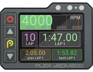 uSDM-200 Micro Dash Display logger, featuring it's lap-timing capabilities in an easy and clean layout